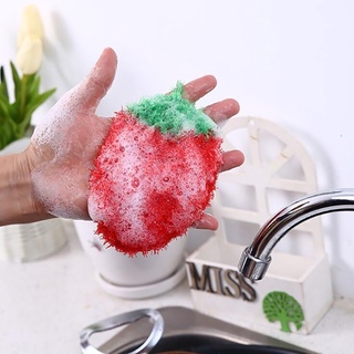 Cute Strawberry Dish Towel Creative Handmade Crochet Dish Cloth Scouring Pad Bowl Pot Brush Kitchen Tools