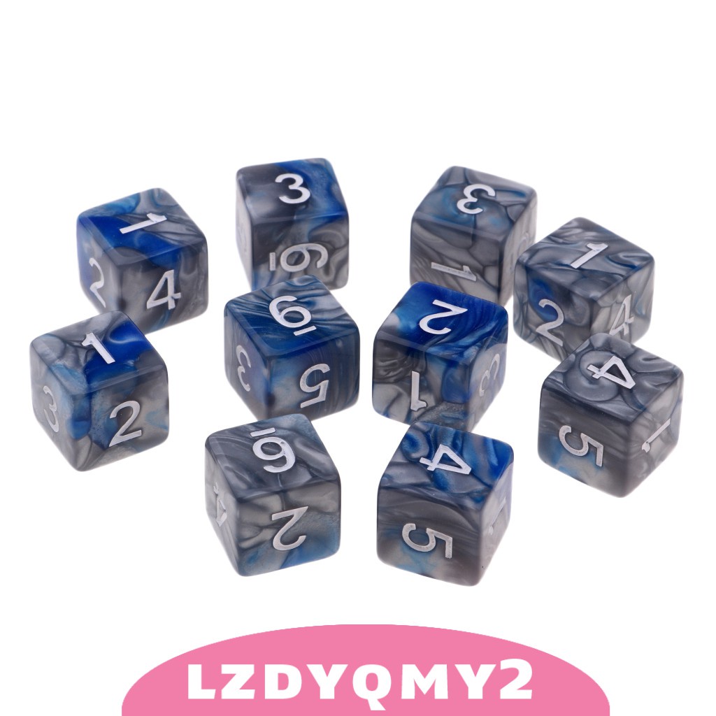 Set Of 10 Six Sided Square Opaque 16mm D6 Dice - Senegal