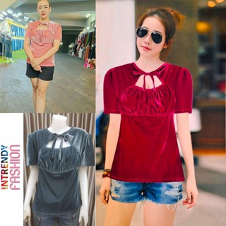 สินค้าหมดชั่วคราวค่ะ❗เสื้อยืดกํามะหยี่แฟชั่ Free size อก36-42นิ้ว