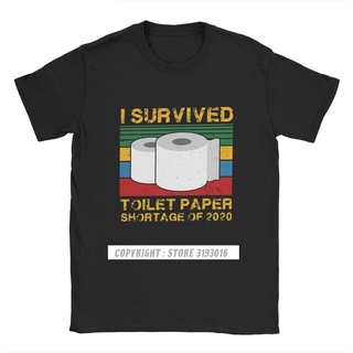 เสื้อยืด ผ้าฝ้าย พิมพ์ลาย I Survived Toilet Paper Shortage Of  สไตล์วินเทจ สําหรับผู้ชายS-5XL