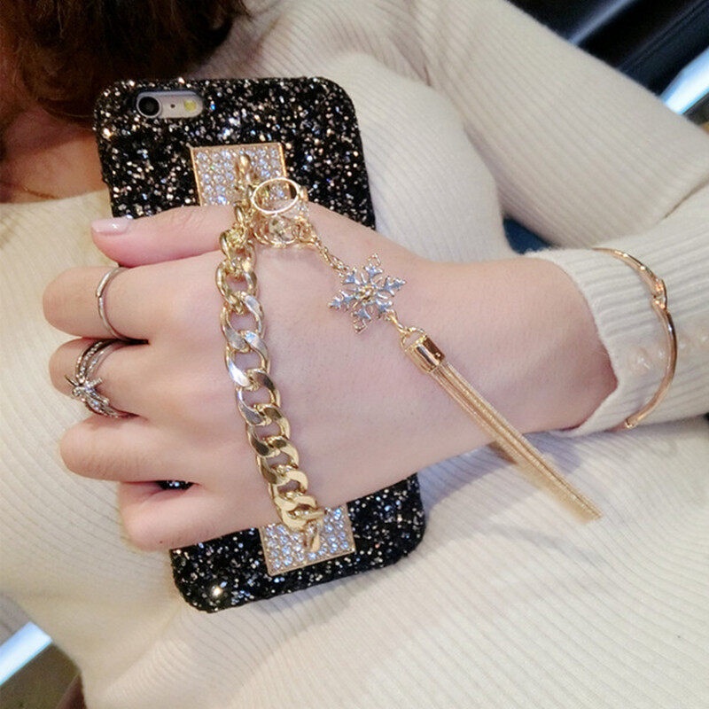 เคสโทรศัพท์มือถือ ลายกลิตเตอร์ พร้อมสายคล้องมือ ประดับพู่ สําหรับ iPhone 14 7 8 Plus 13 14 Pro Max 13 12 12mini 11 Promax XSMAX XR iPhone 13 Mini