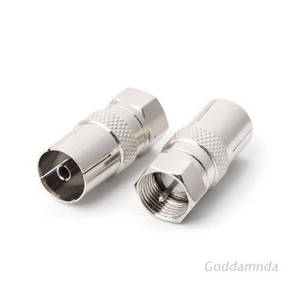 GODD  2Pcs F Type Male Plug Connector Socket to RF Coax TV Aerial Female RF Adapters