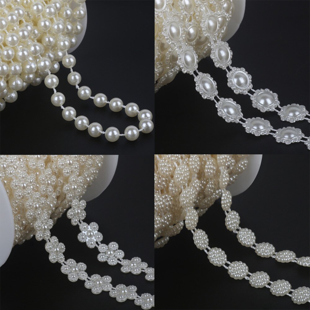 2-10เมตร ABS เลียนแบบลูกปัดมุกโซ่ Trim Garland ดอกไม้ DIY งานแต่งงานตกแต่งเจ้าสาวหมวกหัตถกรรมอุปกรณ์เย็บผ้า ราคา ถูกที่สุด ดีลบีเคเค แกลเลอรีภาพที่ 3