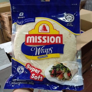 Mission Wraps Original 8 Wraps 370 g.แผ่นแป้งสาลีสำเร็จรูป รส ดั้งเดิม