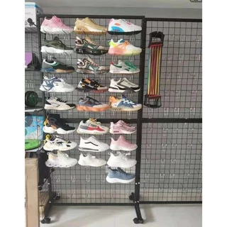 ชั้นแขวนของมีล้อ แขวนของขาย แขวนฮุกได้ สีดำ/สีขาว Store Displays, Metal Display Rack40*90*180
