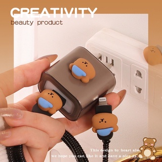 เคสป้องกันสายชาร์จ USB ลายหมีน่ารัก สําหรับ Apple Iphone 13 12 20W