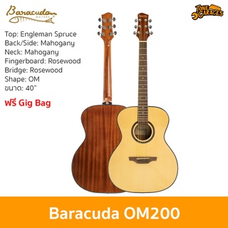 Baracuda OM200 Acoustic Guitar กีต้าร์โปร่ง กีต้าร์อคูสติก บาราคูด้า ทรง OM 40"