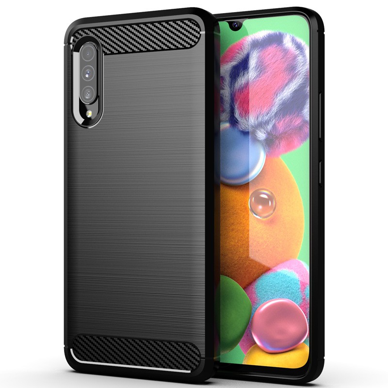 SAMSUNG เคสโทรศัพท์กันกระแทกสําหรับSamsung Galaxy A90 5G A80 A70 A70S A70E A60 A50 A50Sคาร์บอนไฟเบอร์ซิลิโคนนุ่มฝาครอบ