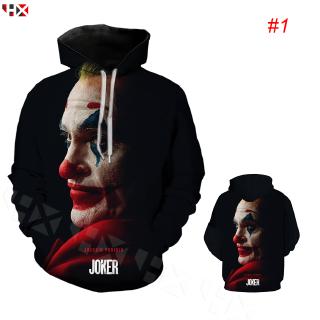 HX โจ๊กเกอร์ Joker DC Movie 3D พิมพ์ Hoodies ลำลองแขนยาวแฟชั่นเสื้อคลุมด้วยผ้า