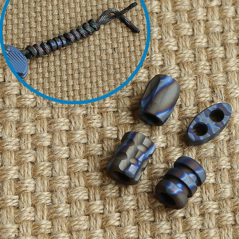 CNEDC Flame Pattern Titanium Alloy Pendant Umbrella Rope Pendant Folding Knife Straight Hanging Para