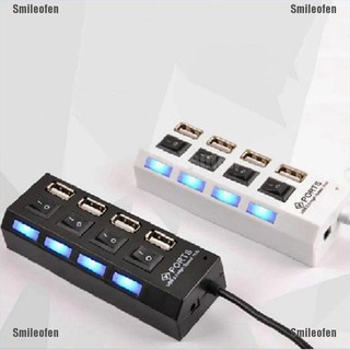 Smileofen ฮับ USB 2.0 ความเร็วสูง 4 พอร์ต USB 2.0 ฮับแยก เปิด / ปิด อะแดปเตอร์ สําหรับแล็ปท็อป