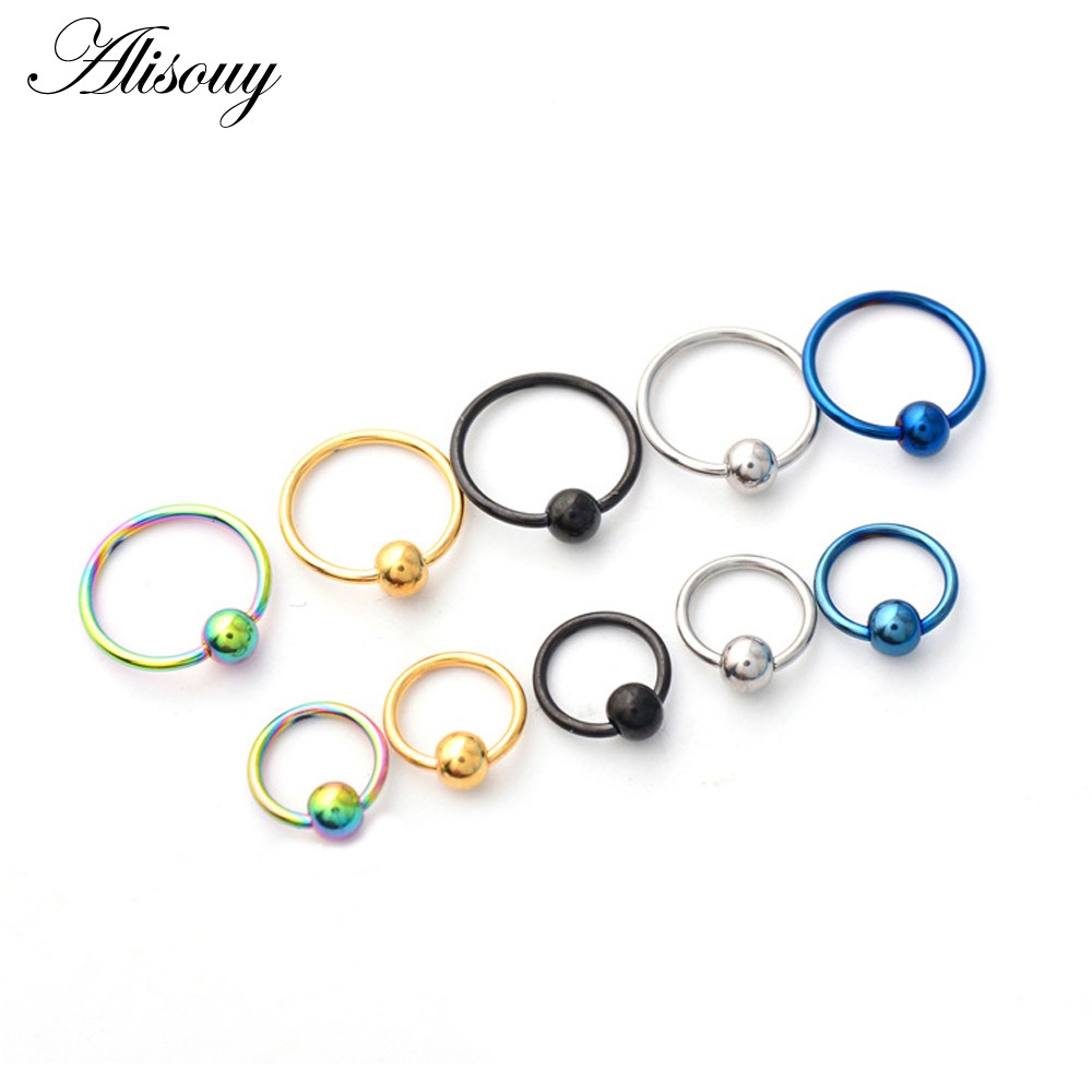 Alisouy 1PC 16G สแตนเลสสตีล Captive ลูกปัดแหวน BCR เจาะริมฝีปากจมูกแหวนหู Tragus หัวนมแหวนสะดือแหวนเครื่องประดับ
