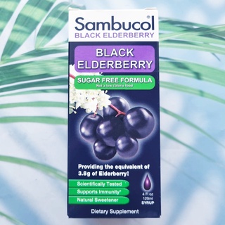 Black Elderberry Sugar Free Formula Syrup 120mL (Sambucol®) สูตรไร้น้ำตาล สำหรับเด็กอายุ 4 ปีขึ้นไป