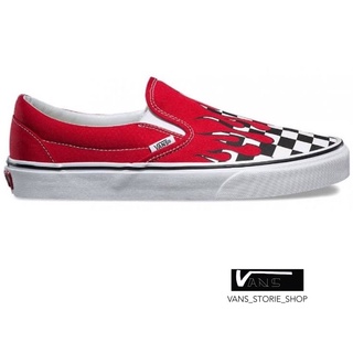 VANS SLIP ON CHECKER FLAME  RACING RED TRUE WHITE สินค้ามีประกันแท้