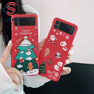 Lushuo เคสโทรศัพท์มือถือ กันกระแทก ลายคริสต์มาสน่ารัก สําหรับ Samsung Galaxy Z Flip 3 5G and Z Flip 4 Z Flip3 ZFlip3 ZFlip 3 Z Flip4 ZFlip 4