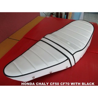 HONDA CHALY CF50 CF70 SEAT COMPLETE "WHITE" WITH "BLACK" TRIM (b) // เบาะรถมอเตอร์ไซค์ สีขาว ขอบดำ