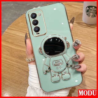 Modu เคสโทรศัพท์มือถือชุบไฟฟ้า ลายนักบินอวกาศ หรูหรา พร้อมขาตั้ง สําหรับ Infinix Tecno Camon 18 18T 18P