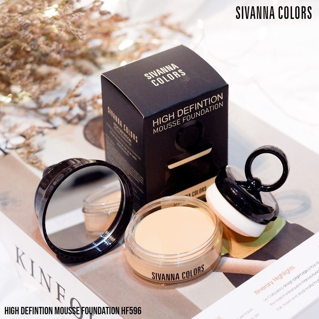 SIVANNA HIGH DEFINTION MOUSSE FOUNDATION : HF596 : ซีเวนน่า รองพื้นเนื้อมูส บางเบา เกลี่ยง่าย กันน้ำ