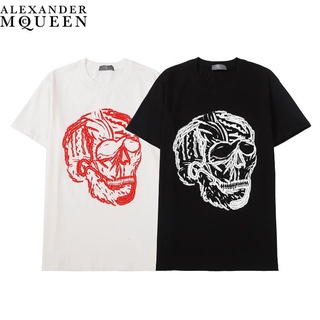 เสื้อยืดแขนสั้น ผ้าฝ้าย พิมพ์ลาย McQueen แฟชั่นสําหรับผู้ชาย และผู้หญิง