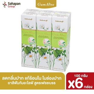 GumAlive ยาสีฟันสมุนไพร กัมอะไลฟ์ สูตรเฟรชเบรธ Fresh Breath 100 กรัม แพค 6 กล่อง