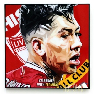 Roberto Firmino โรเบอร์โต้ เฟอร์มิโน่ Bobby Liverpool ลิเวอร์พูล​ หง​ส์แดง​ รูปภาพ​ติด​ผนัง​ pop art ฟุตบอล​ กรอบรูป​​