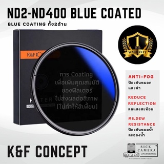 ฟิลเตอร์ K&F CONCEPT Filter ND2-ND400 Blue Coated  รุ่นใหม่ล่าสุด (37/40.5/43/46/49/52/55/58/62/67/72/77/82 มม.)