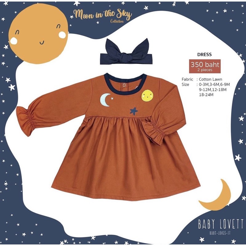 (NEW) Baby Lovett dress Size 12-18M : Moon in the sky collection