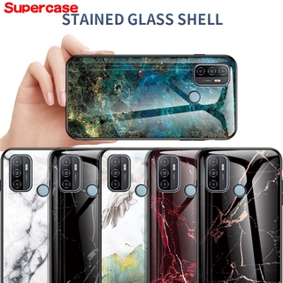 Ready Stock OPPO Realme 7i C15 C11 C12 A53 2020 A32 F17 Reno 4 3 Pro 4G Phone Case Marble Pattern Glass Soft Frame Hard Cover