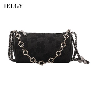 IELGY womens cylindrical chain flower fashion messenger bag