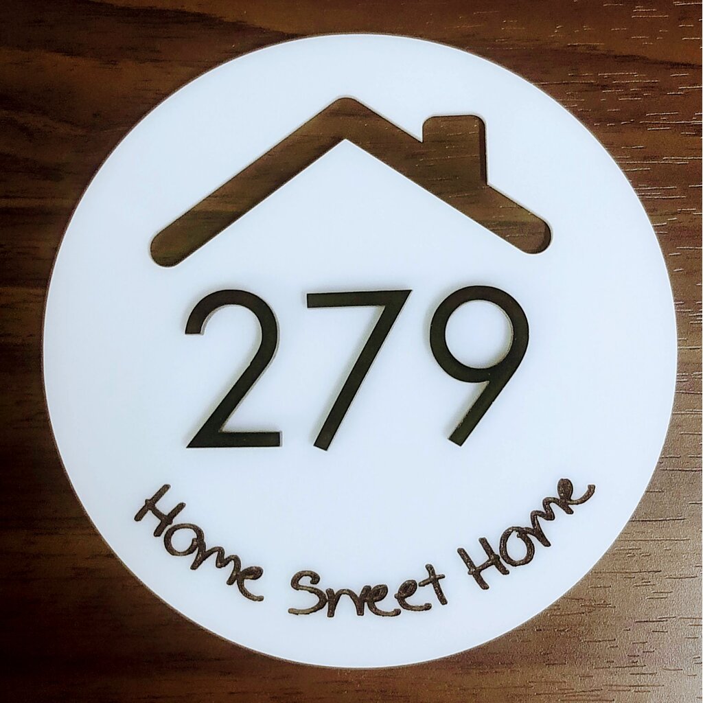 HOME SWEET HOME ป้ายบ้านเลขที่ น่ารักๆ หรือป้ายเลขห้อง 3เทคนิคใน 1 เดียว ก็เก๋ดี ฉลุเจาะ+แกะเลเซอร์+