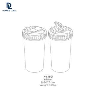 Double Lock แก้วน้ำ สีเบจ ความจุ 680 ml. รุ่น 1801