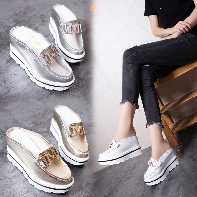 (4 สี) เกาหลี M Stylishion รองเท้า wedge สำหรับผู้หญิง แบบ comfy 9 ซม. รองเท้าส้นสูง สไตล์ casual walking