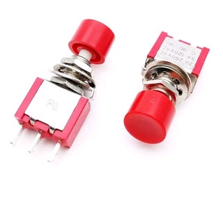 สวิตซ์ กดติดปล่อยดับ 6 มม.สีแดง 3Pin DS-612 รีเซ็ตฟรีล็อคปุ่ม Rocker Switch 2A250V 5A120V C-NO-NC สลับ MTS-102M