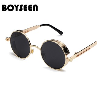 BOYSEEN แว่นตากันแดด steampunk โลหะรอบชายและหญิงสากลแว่นตาแฟชั่นย้อนยุค UV400