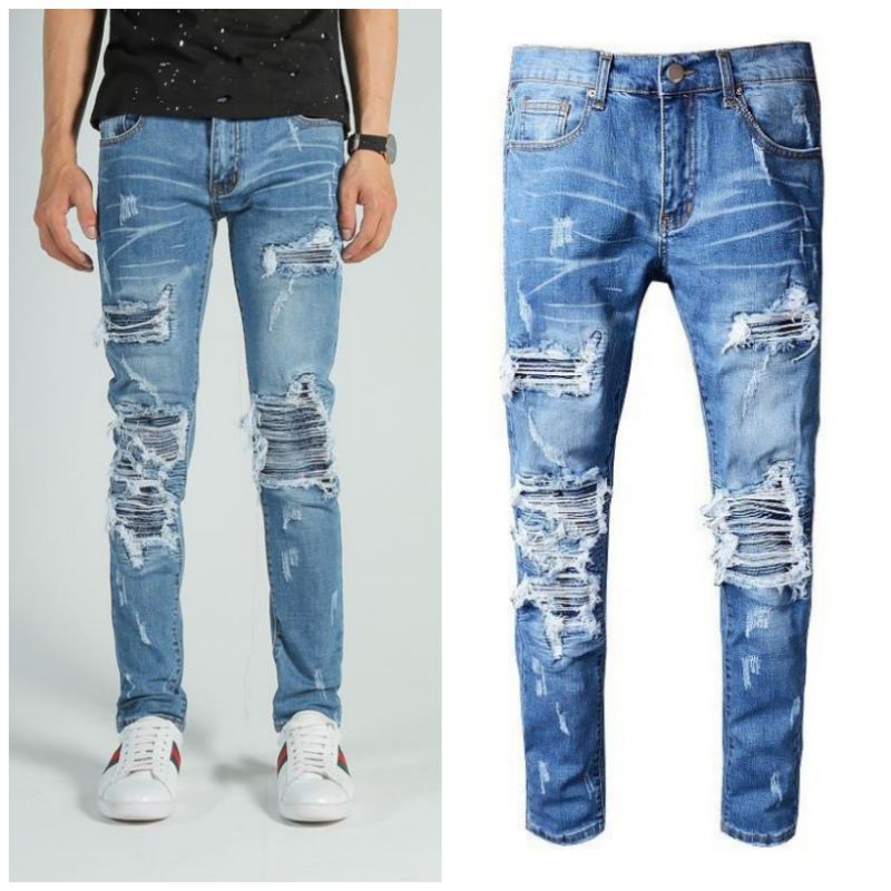 AMIRI knife cut hole denim jeans