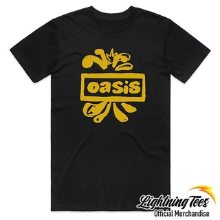 คอลูกเรือเสื้อยืด พิมพ์ลายโลโก้ Oasis สีดํา แบบทันสมัย สําหรับผู้ชายS-5XL