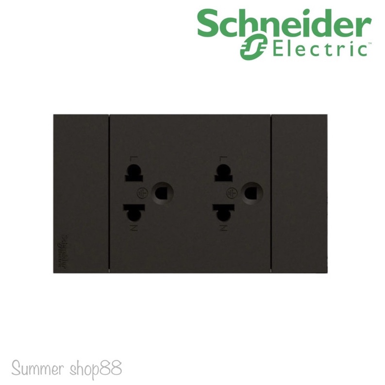 Schneider Electric ชุดเต้ารับคู่ 3 ขา+หน้ากาก สีดำ รหัส A70426UST_BK รุ่น AvatarOn A