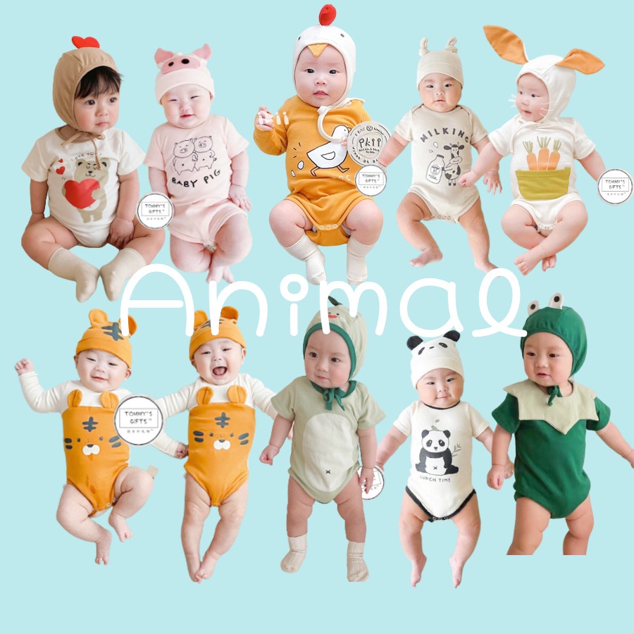 ชุดรอมเปอร์ ลายสัตว์น่ารัก แฟชั่นฤดูร้อน สําหรับเด็กทารกแรกเกิด อายุ 0-24 เดือน