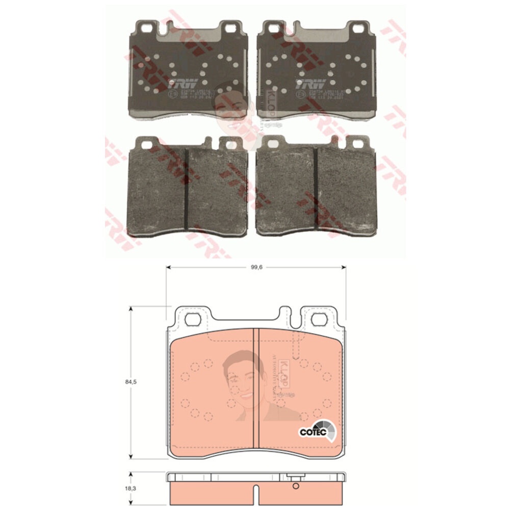 GDB113 ผ้าเบรค-หน้า(TRW) (เนื้อผ้า COTEC) BENZ S-CLASS S280,S320,S500 (W140)