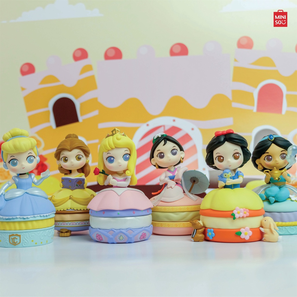 MINISO กล่องสุ่ม กล่องสุ่มโมเดล Disney Princess Collection Macaron Organizer ลิขสิทธิ์แท้