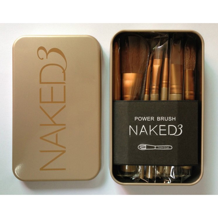 **วันสุดท้าย**จ่าย96บาท((ยกทั้งกล่องเหล็ก))แปรงแต่งหน้าคอสเมติกNAKED12ชิ้นพร้อมกล่องเหล็กเครื่องสําอ