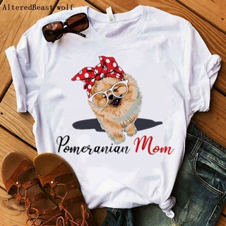 T-shirt  เสื้อยืด พิมพ์ลายสุนัข I Love Mom Bandana สไตล์ฮาราจูกุ สําหรับผู้หญิงS-5XL