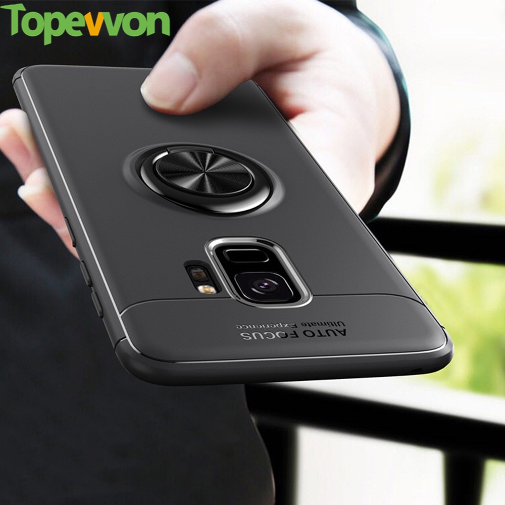 Samsung Galaxy S7Edge S8 S9 Plus Case, แหวนโลหะหรูหราซิลิโคนนุ ่ ม TPU ปกหลังเคสโทรศัพท ์