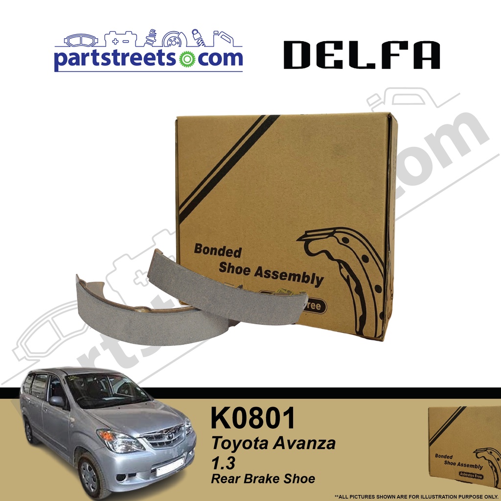 ผ้าเบรคหลัง DELFA - Toyota Avanza 1.3- K0801 (1 ชุด)