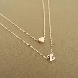 Fashion Double Layer Tiny Dainty Heart Initial Necklace Heart Shape Pendant Letter Necklace Name Chokers Necklaces for Women