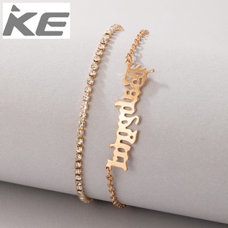 Simple anklet letter diamond summer 2-piece set of gold temperament anklet anklet for girls fo