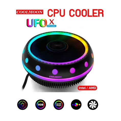 RGB002 CPU COOLER UFO Intel 775/115x/ AMD 775/939/940/AM2/AM2+/AM3/FM1/FM  90watt