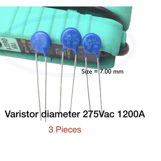 07K275 Varistor diameter 7mm,275Vac(rms),1200A วาริสเตอร์ 07k275 7mm,275Vac(rms),1200A จำนวน 3 ชิ้น