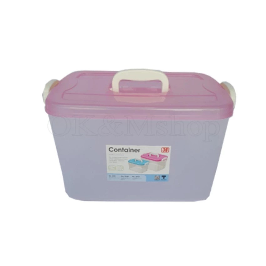 OL&P shop กล่องพลาสติกฝาล็อค หูหิ้ว ขนาด25.5x38x21.5ซม. (14ลิตร)