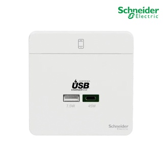 Schneider Electric E832USB45_WE เต้ารับ USB Charger, AvatarOn, Type A+C, 45 W สีขาว รุ่น AvatarOn E - ชไนเดอร์